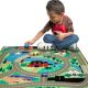 Covoras rutier cu masinute din lemn, Round the Town, 3 ani+, Melissa & Doug 713238