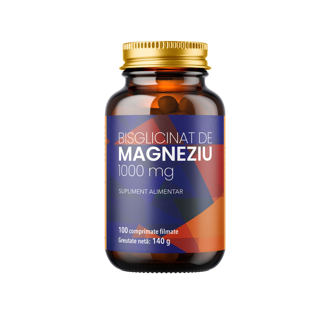 Bisglicinat de magneziu, 1000 mg, 100 comprimate filmate, Remedia