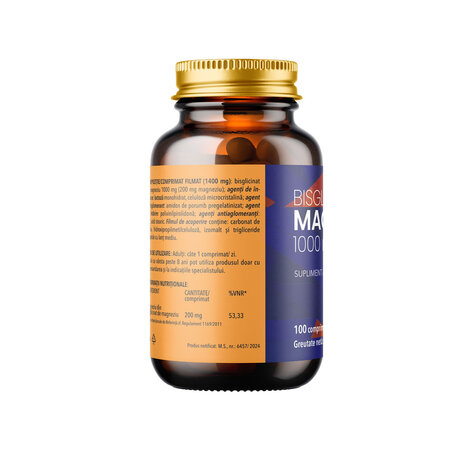 Bisglicinat de magneziu, 1000 mg, 100 comprimate filmate, Remedia 713258