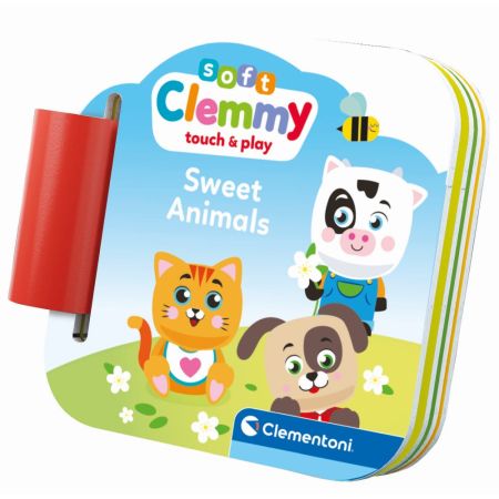 Set de joaca cu animalute, 6 cuburi moi si carticica Soft Clemmy, 6 luni+, Clementoni 713310