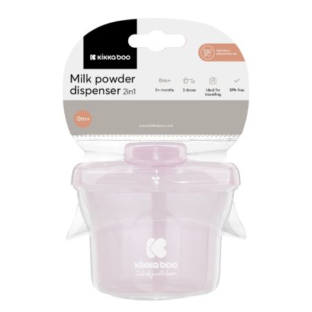 Recipient compartimentat pentru lapte praf sau gustari, 240 ml, Light Pink, Kikka Boo