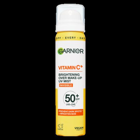 Spray cu aplicare peste machiaj cu efect de iluminare SPF 50+ Vitamin C, 75 ml, Garnier 713414