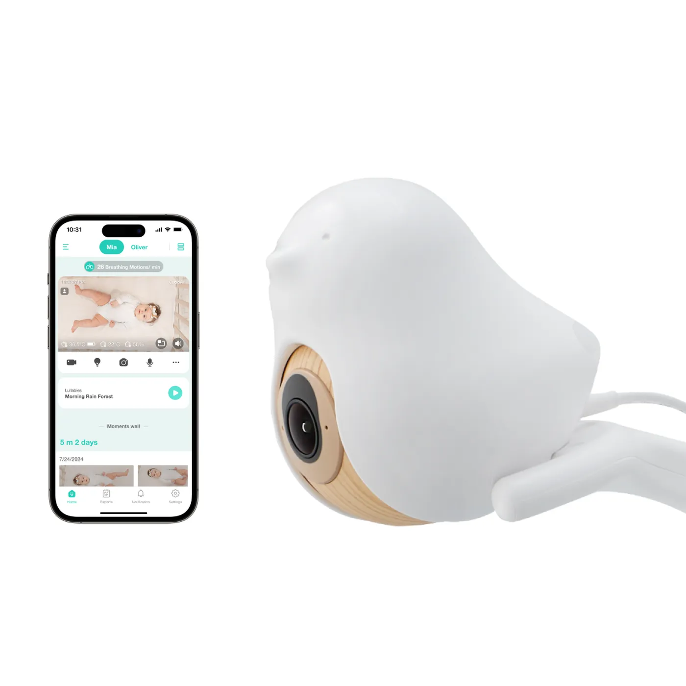 Dispozitiv inteligent WiFi de monitorizare video pentru bebelusi, CuboAi