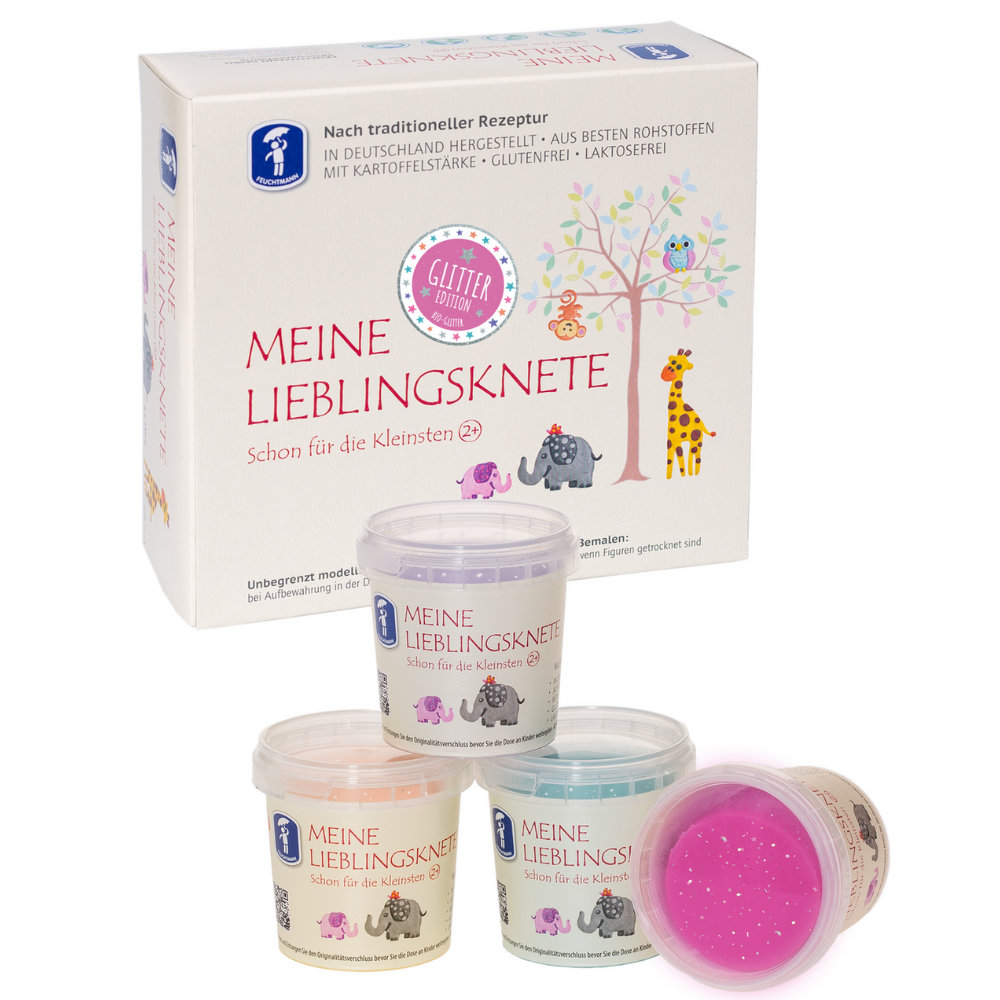 Set de modelaj plastilina cu sclipici Premium, 4x130 g, Feuchtmann