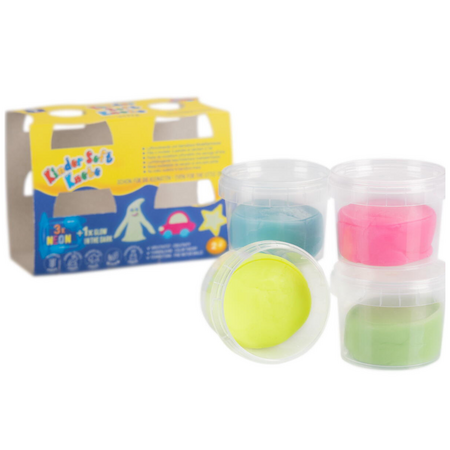 Plastilina non-toxica Kinder, Neon, 2 ani+, 4 culori, Feuchtmann 713747