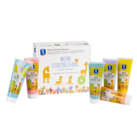 Set 6 tuburi vopsea pictura cu degetele, 2 ani+, Pastel, Feuchtmann