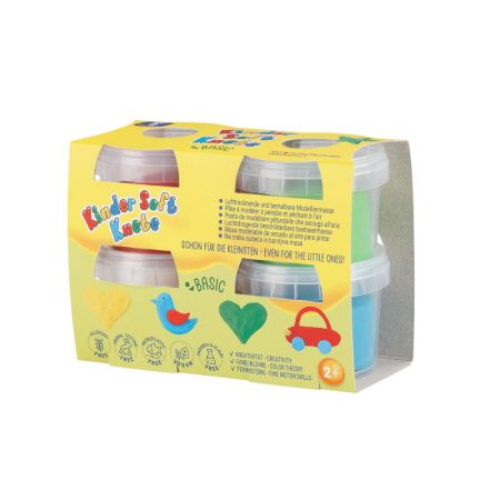Plastilina non-toxica Kinder, 2 ani+, Basic, 4 culori, Feuchtmann