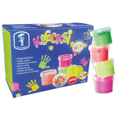 Vopsea pentru pictura cu degetele, 2 ani+, Neon, 4 culori, Feuchtmann