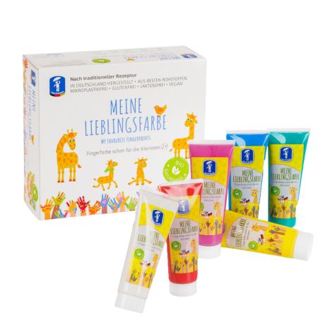 Set de 6 tuburi de vopsea pentru pictura cu degetele, 2 ani+, Feuchtmann