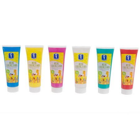 Set de 6 tuburi de vopsea pentru pictura cu degetele, Basic, 2 ani+, Feuchtmann 713777