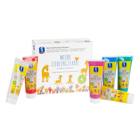 Set de 6 tuburi de vopsea pentru pictura cu degetele, Basic, 2 ani+, Feuchtmann 713775