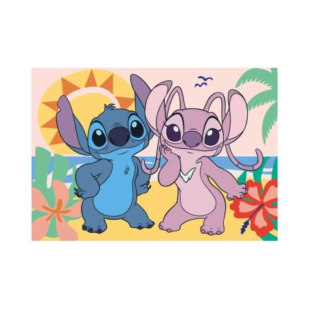 Puzzle XL Stitch si Angel la plaja, 5 ani+, 100 piese, Dino 713790
