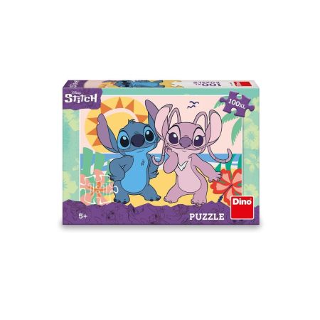Puzzle XL Stitch si Angel la plaja, 5 ani+, 100 piese, Dino