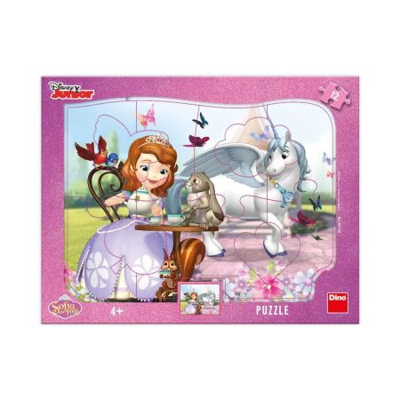 Puzzle cu rama Printesa Sofia si ora ceaiului, 3 ani+, 12 piese, Dino