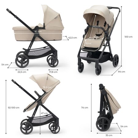 Carucior 3 in 1 Newly, Bej, Kinderkraft 713872