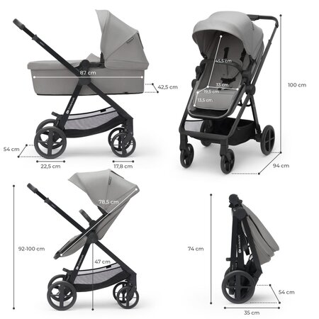 Carucior 3 in 1 Newly, Light Grey, Kinderkraft 713885