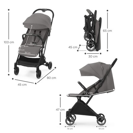 Carucior sport pentru copii Indy2, Cozy Grey, Kinderkraft 713929