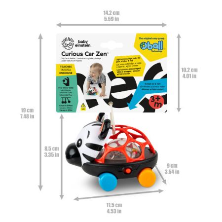 Masinuta zornaitoare Curious Car Zen Oball, 3 luni+, 1 bucata, Baby Einstein 713941
