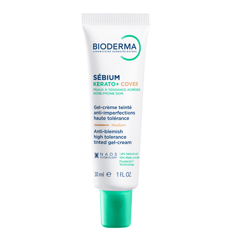 Gel crema nuantator anti-imperfectiuni Sebium Kerato+ Cover, 30 ml, Bioderma
