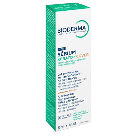 Gel crema nuantator anti-imperfectiuni Sebium Kerato+ Cover, 30 ml, Bioderma 714052