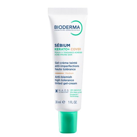Gel crema nuantator anti-imperfectiuni Sebium Kerato+ Cover, 30 ml, Bioderma
