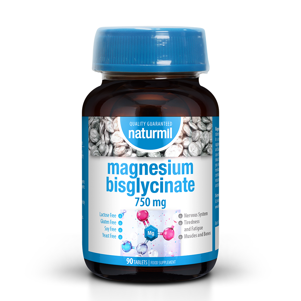 Magnesium Bisglycinate, 750 mg, 90 tablete, Naturmil