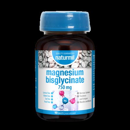 Magneziu Bisglicinat, 750 mg, 90 tablete, Naturmil