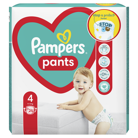 Scutece Pants Stop&Protect, Nr. 4, 9-15 kg, 25 buc, Pampers 531362