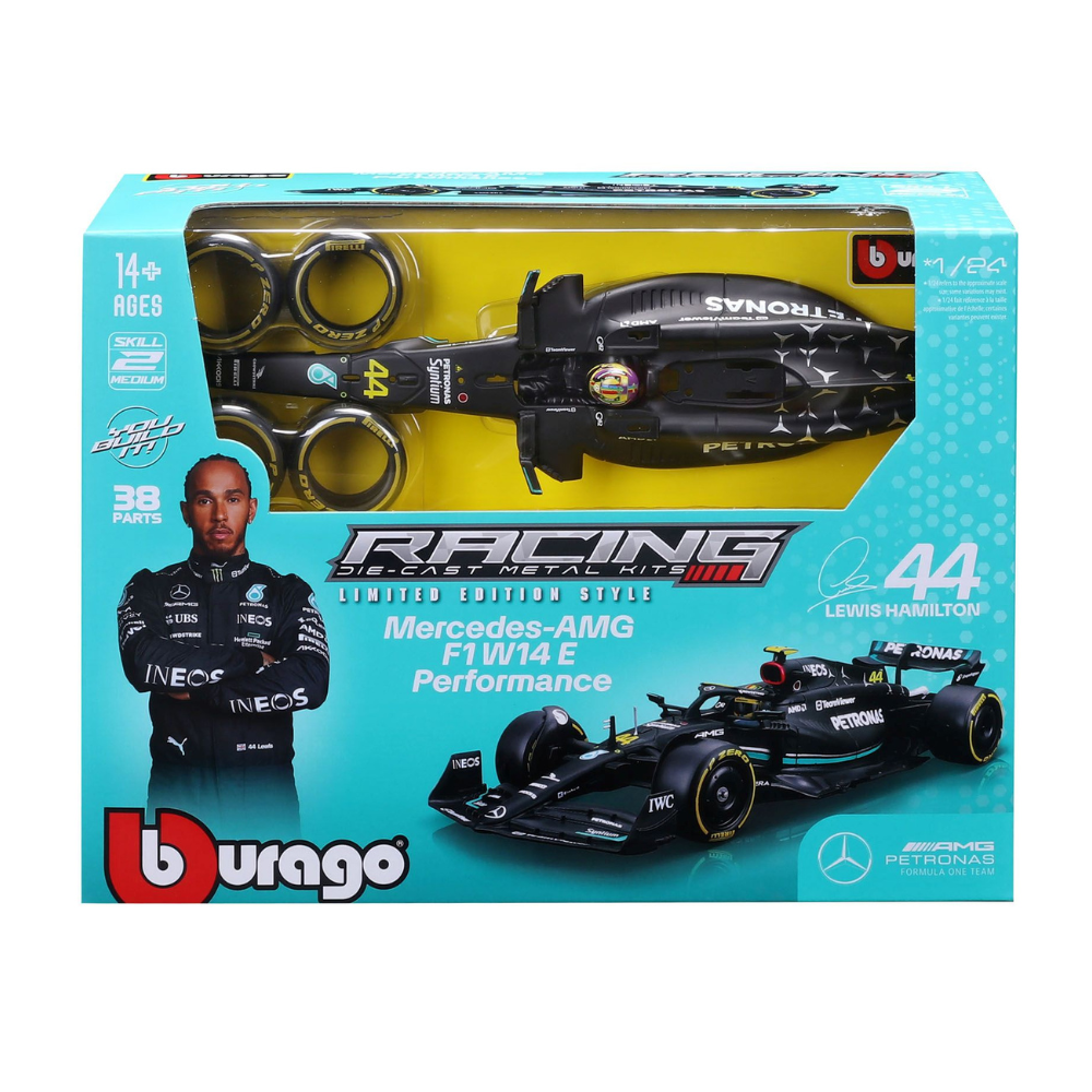 Kit auto de asamblat Forumla 1 Lewis Hamilton, 2024, 14 ani+, Bburago