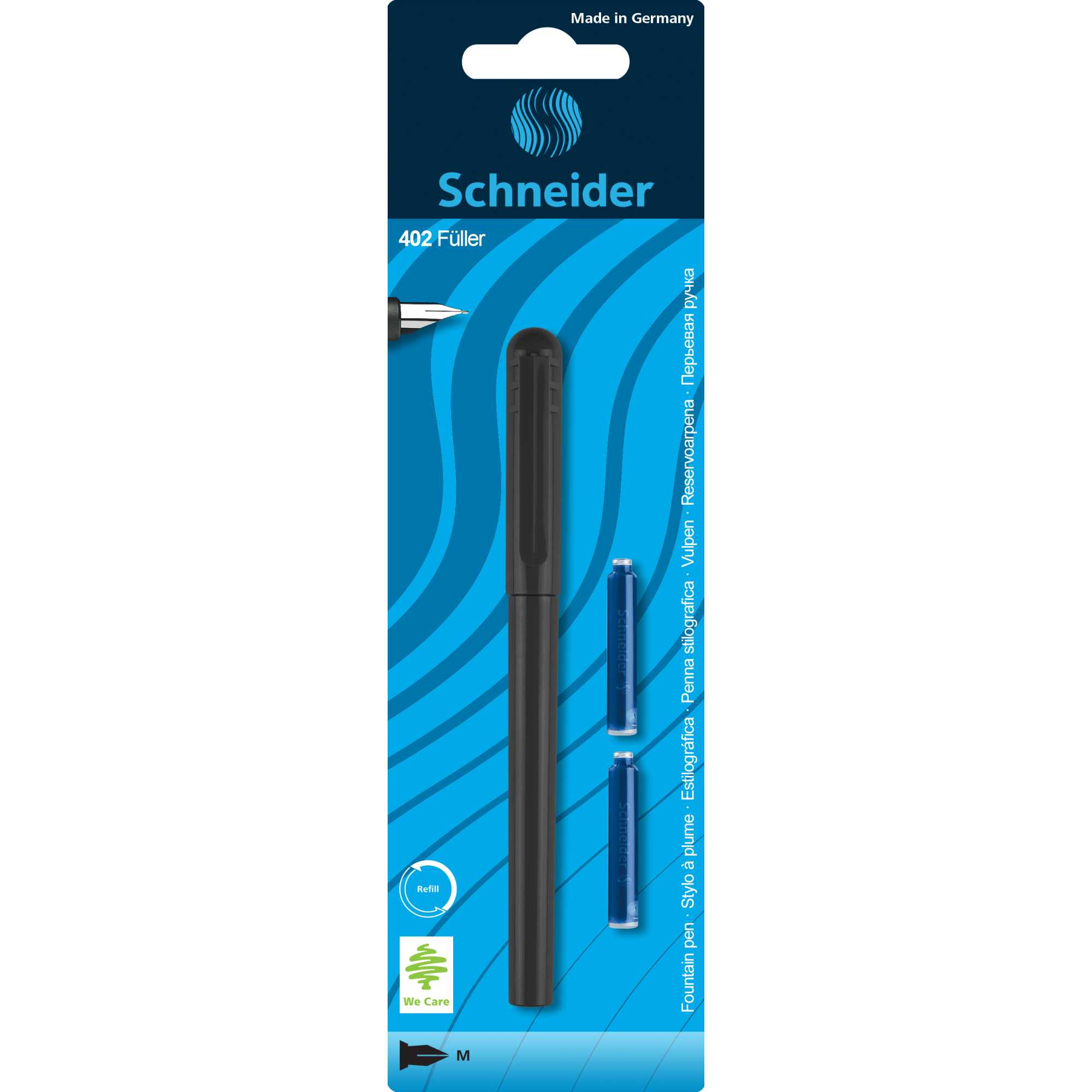 Stilou Unicolor, Negru, 1 bucata + 2 rezerve, Schneider