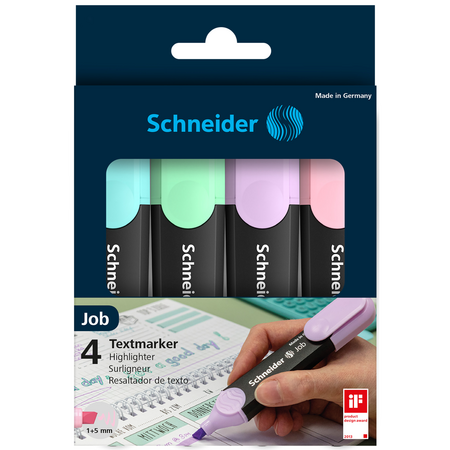 Textmarker Job, Pastel, 4 culori, Schneider 714500