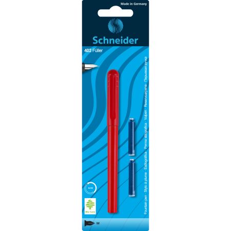 Stilou Unicolor, Rosu, 1 bucata + 2 rezerve, Schneider