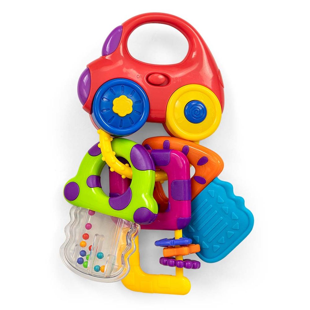 Jucarie de dentitie cu lumini si sunete, Brum Brum Rattle Car, Milly Mally