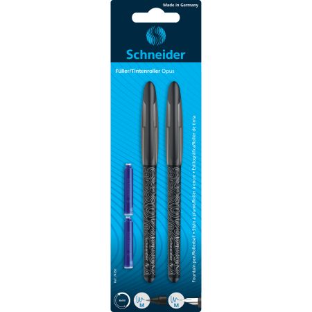 Set Stilou + Roller + 2 rezerve Opus, Negru, Schneider
