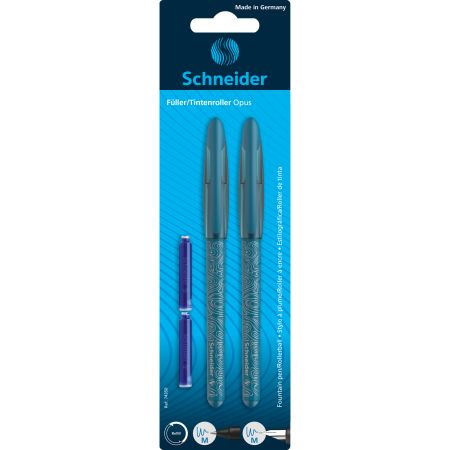 Set Stilou + Roller + 2 rezerve Opus, Verde, Schneider