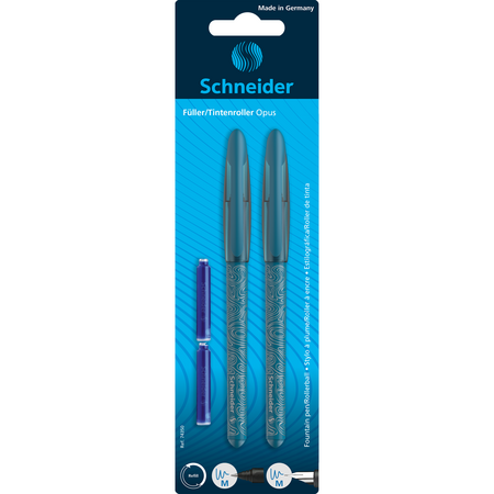 Set Stilou + Roller + 2 rezerve Opus, Verde, Schneider