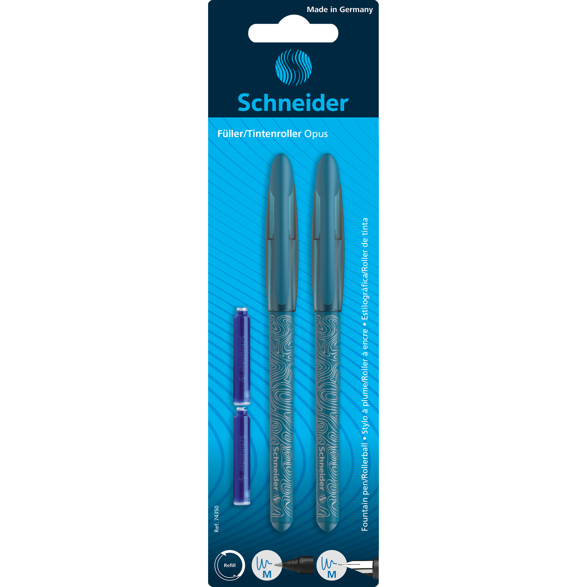 Set Stilou + Roller + 2 rezerve Opus, Verde, Schneider