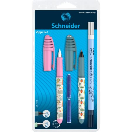 Set Stilou Roz + Roller Zippi + Pic Corry+ 2 rezerve, 1 set, Schneider