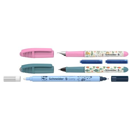 Set Stilou Roz + Roller Zippi + Pic Corry + 2 rezerve, 1 set, Schneider 714654