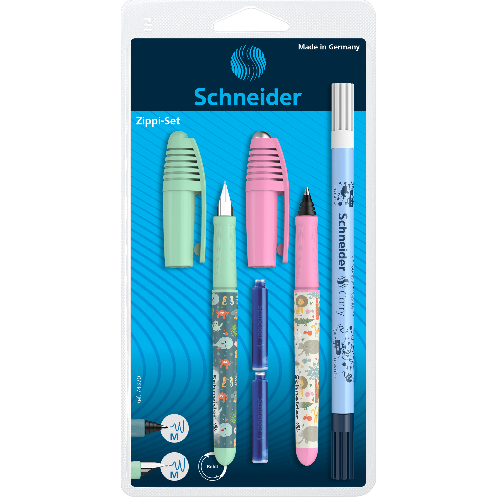 Set Stilou Vernil + Roller Zippi + Pic Corry + 2 rezerve, 1 set, Schneider