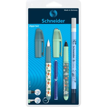 Set Stilou Verde+ Roller Zippi + Pic Corry+ 2 rezerve, 1 set, Schneider