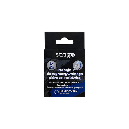 Patron cerneala cu stergere prin frictiune, Albastru, 5 bucati, Strigo