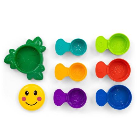 Set 6 cupe stivuibile pentru joaca in apa si nisip Flower, 4 luni+, Milly Mally 715290