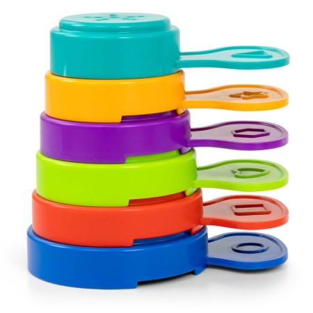 Set 6 cupe stivuibile pentru joaca in apa si nisip Flower, 4 luni+, Milly Mally 715288