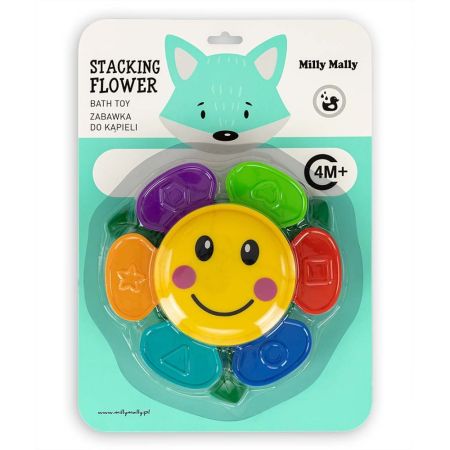 Set 6 cupe stivuibile pentru joaca in apa si nisip Flower, 4 luni+, Milly Mally