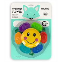 Set 6 cupe stivuibile pentru joaca in apa si nisip Flower, 4 luni+, Milly Mally