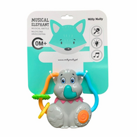 Jucarie interactiva cu sunete si lumini Elefant prietenos, 0 luni+, Milly Mally