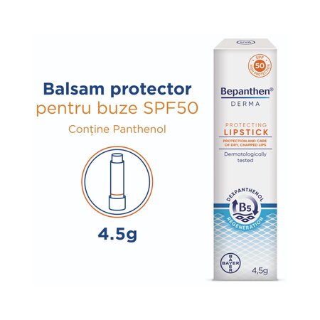 Balsam pentru buze protector cu SPF 50 Bepanthen Derma, 4.5 g, Bayer 789729