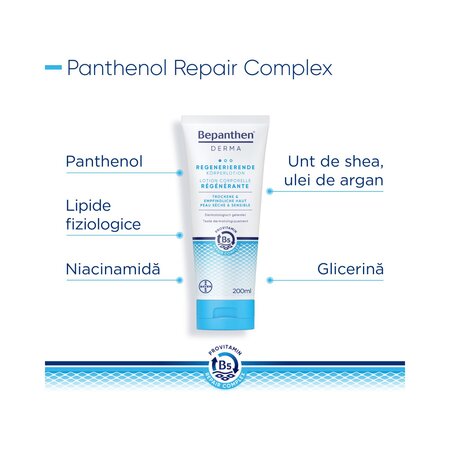 Lotiune reparatoare pentru corp Bepanthen Derma, 200 ml, Bayer 789774