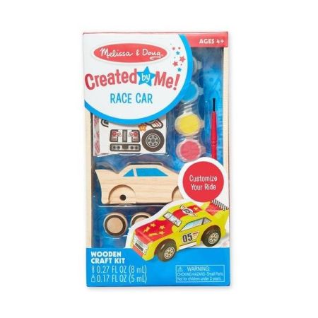 Kit creativ Coloreaza-ti masinuta de curse din lemn, 4 ani+, Melissa & Doug 715484